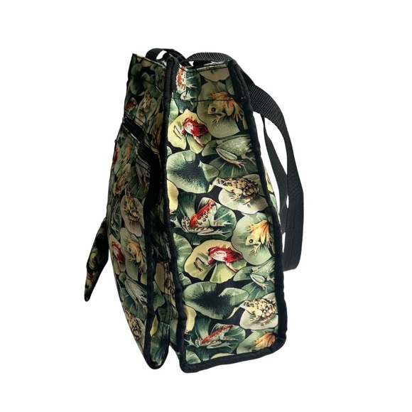 Canvas Shoulder / Tote Bag with Matching Change Purse FROGS! - Picture 8 of 16